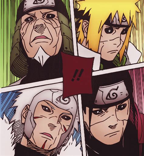 4 Hokages Naruto Mangá Colorido Desenhos De Anime Anime