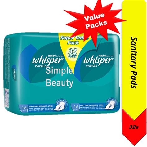 Whisper Sanitary Pads Heavy Flow And Overnight Wings 32s Shopee Singapore