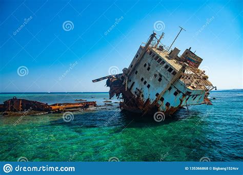 Sunken Ship Abandoned Stock Photo Image Of Ocean Ship 135366868