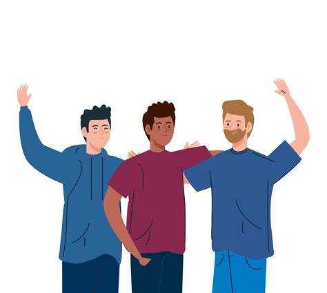 Happy Men Together Group Of Male Friends 1883646 Vector Art At Vecteezy