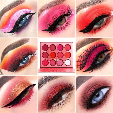 Red Pink Eyeshadow Palette Delanci Professional Matte Shimmer High