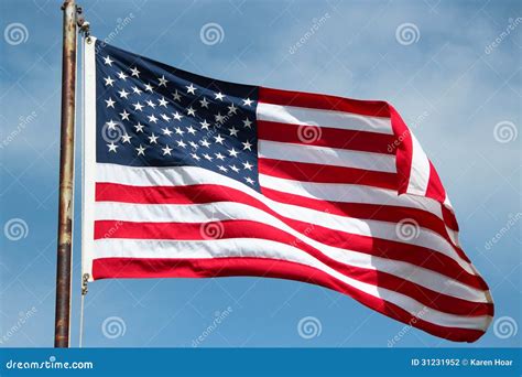 American Flag On Windy Day Stock Photo Image Of Nation 31231952