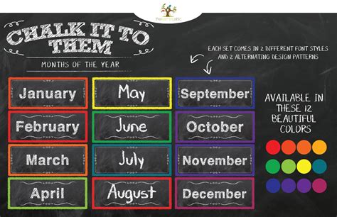 Chalkboard Months of the Year Cards - The Learning Attic