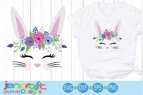 Free svg files to download from cut that design. Bunny face svg, Girl bunny face Easter SVG EPS DXF cut file