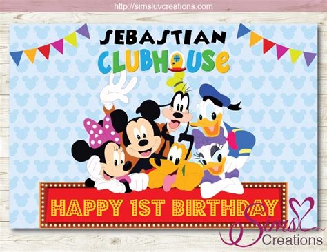 Mickey Mouse Clubhouse Printable Backdrop Banner Birthday Backdrop
