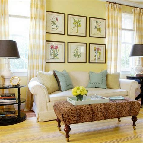 Light buttercream yellow unites this large living room. Decorating with Yellow Accessories: Fun Ways to Liven Up Your Home