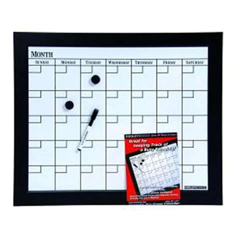 Wood Framed Magnetic 1 Month Dry Erase Calendar Board 18x22 Black