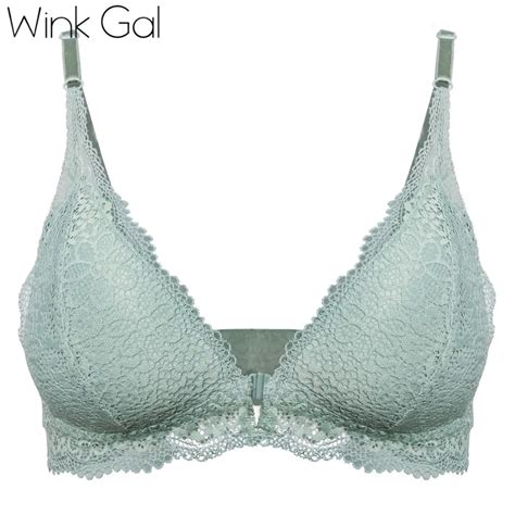 Winkgal 2018 Sexy Lady Lace Bralette Plunge Adjusted Straps Front Closure Women Comfort Fashion