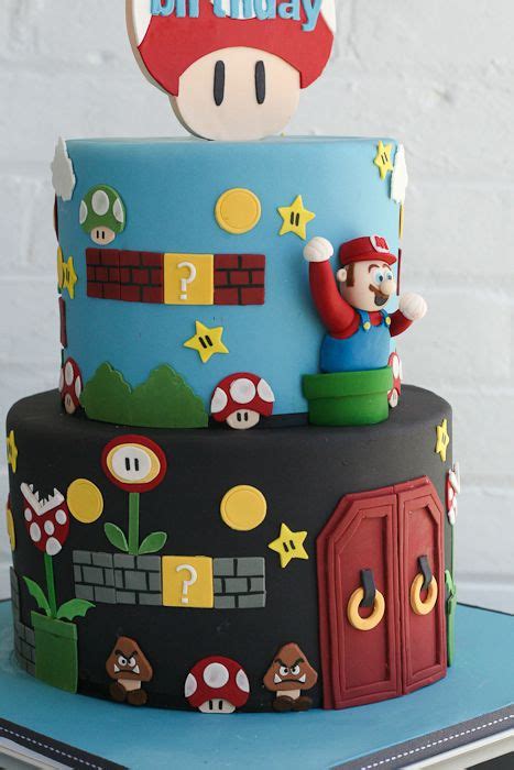 A customer gave me a picture of a cake she wanted for her nephew's birthday, and i couldn't tell if stars were used, or not. super mario brothers birthday cake by erica obrien cake design CT | Mario bros cake, Cake