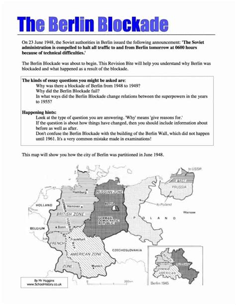 The Blockade Of Berlin Summary Worksheet Free Pdf Download