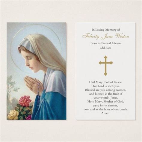 Prayer Cards Beautiful Virgin Mary Zazzle Prayer Cards Prayer