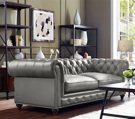 Durango Rustic Grey Leather Sofa From Tov Coleman Furniture