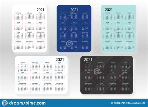 Horizontal And Vertical Set Of Vector Pocket Calendar 2021 Year