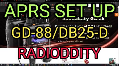 Aprs Settings Radioddity Gd 88db25 Dmr Vuhf Gps Youtube