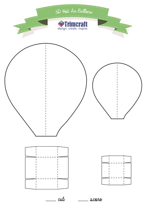 Hot air balloon basket template black and white hot air balloon. 3D Hot Air Balloons With Printable Template | The Craft Blog