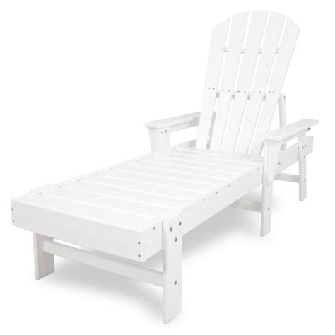 South Beach White Recycled Plastic Wood Patio Adirondack Chaise Lounge