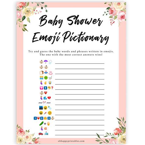 Nursery Rhymes Emoji Pictionary Answers Answer Key Baby Shower Emoji