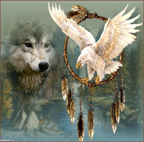 dream catcher with eagle and wolf native american wolf american indian art native american