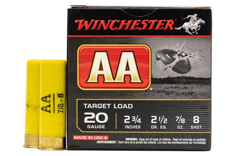 Winchester 20 Gauge 2 34 In 78 Oz 8 Shot Aa Target Load 25box
