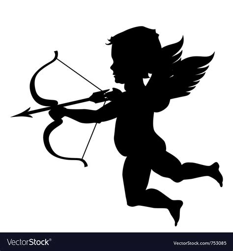 Cupid Silhouette Isolated On White Royalty Free Vector Image