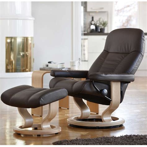 Stressless Consul Medium Chair With Classic Base Footstool Batick