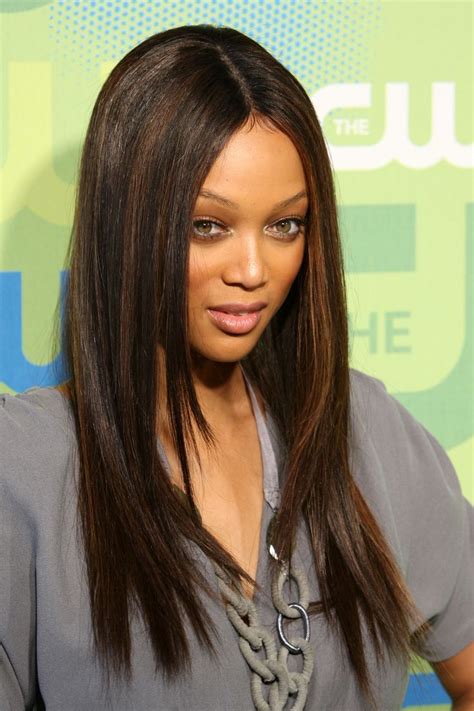 Tyra Banks Long Silky Straight Dark Brown 20 Inches Top Quality Natural