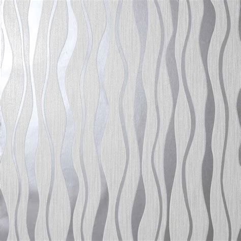 Arthouse Metallic Wave Glitter Wallpaper White Silver Wilko