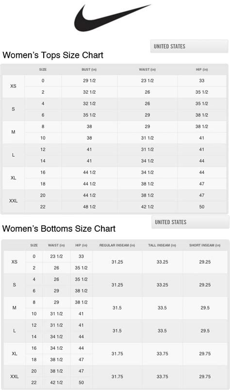 Nike Womens Size Chart | Nike Tennis