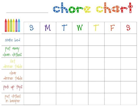 Printable Chore Charts For Preschoolers