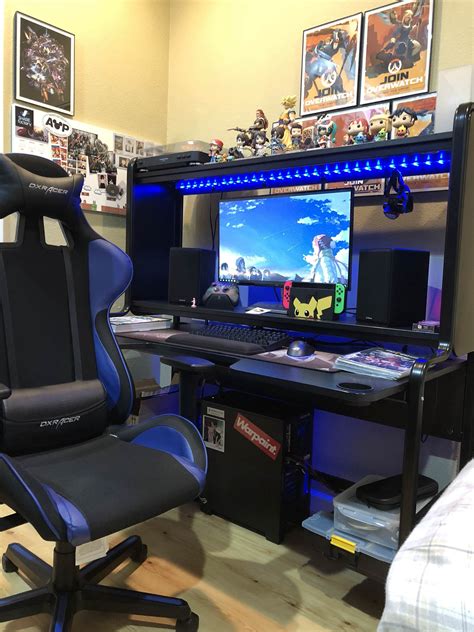 You will notice that their shape plays an important role and that it is one of the. Took me awhile to get a desk and set up that I was content with! | Video game rooms, Video game ...