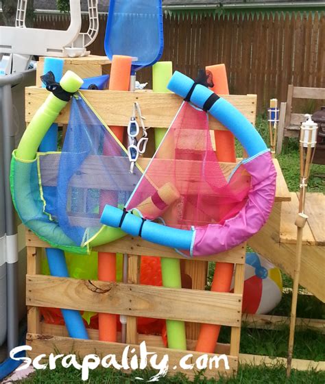 Pool Steps Made From Pallets With Noodle Storage Scrapality Above