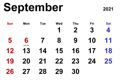Kostenlose Druckbare September 2021 Kalender Vorlage Mit Feiertagen