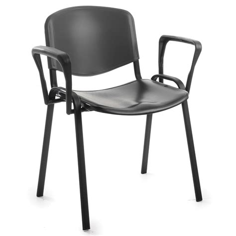 Fleet Black Frame Plastic Conference Chair With Armspack Of 4 From