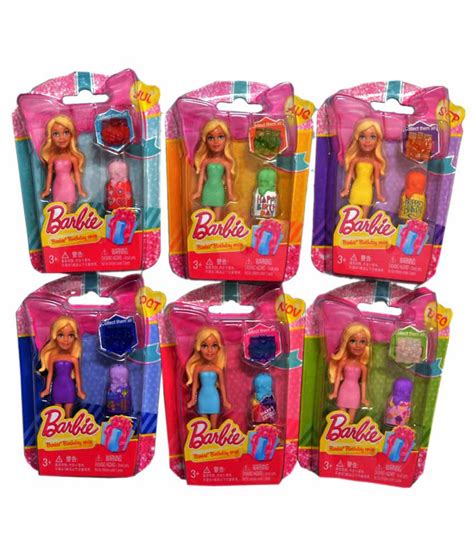 Barbie Multicolour Polymer Mini Birthday Dolls Set Pack Of 6 Buy Barbie Multicolour Polymer