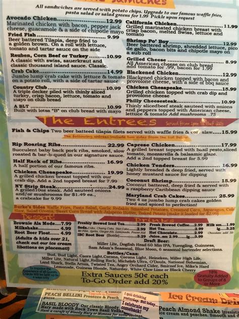 Menu at Brass Balls Saloon pub & bar, Ocean City
