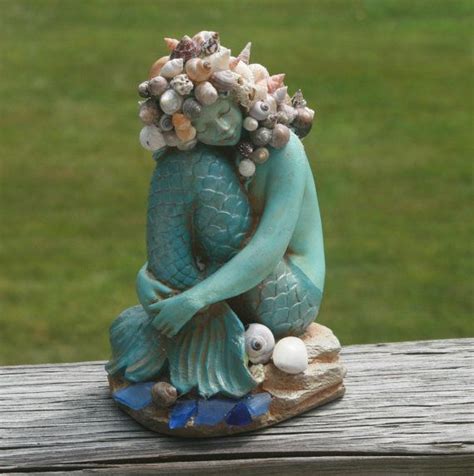 Small mermaid ships figurehead nautical! rustic cement mermaid | Mermaid statues, Sea shells ...