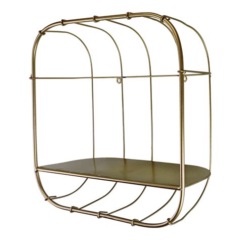 Gold Metal Wall Storage Shelf Basket Design The Nifty Nook