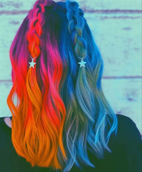 Day Night Orange Blue Hair Styles Pinterest Hair Dyed Hair