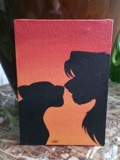 Simba And Nala The Lion King Disney Couples Sunset Acrylic Painting