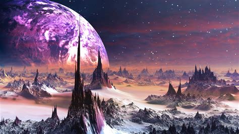 Spiky Scifi Planet Landscape Wallpaper Backiee