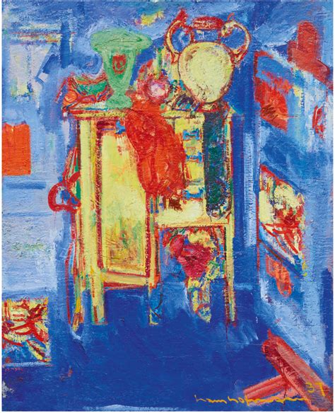 Hans Hofmann Still Life Yellow Cabinet And Two Vases Contemporary