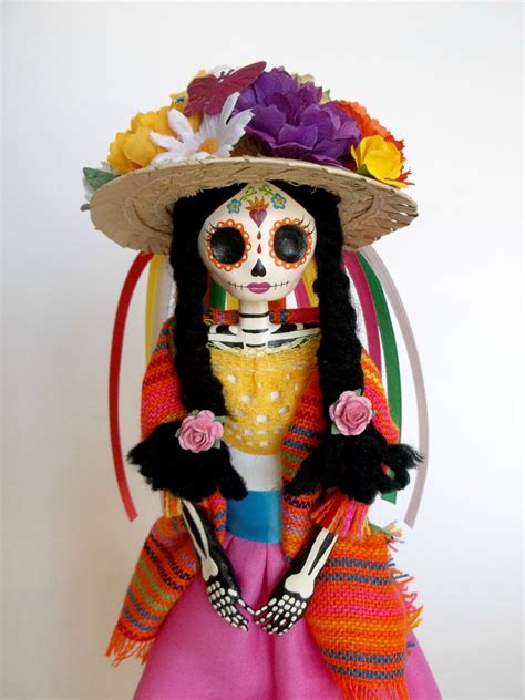 Paper Mache Catrina Muchas Flores Hat Day Of The