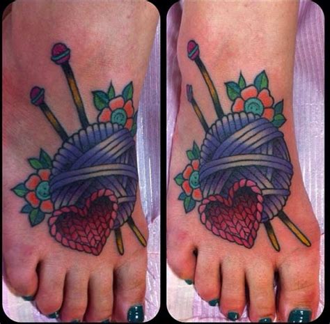 Tattoos 3d large tattoos cute tattoos sleeve tattoos tatoos strick tattoo knitting tattoo strength a sheet of 11 temporary tattoos of my craft designs, featuring, wool and knitting needles. 21 Beautiful Sewing And Knitting Tattoo Designs - TattooBlend