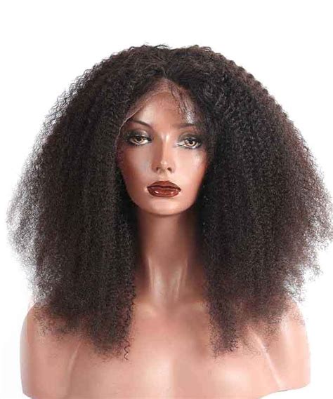 lace front human hair wigs kinky curly 120 density natural black color
