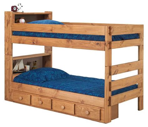 Twin Xl Over Twin Xl Bookcase Bunk Bed With Queen Rail