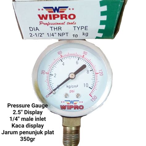 Jual Wipro 10 Bar Meter Tekanan Angin Pressure Gauge Manometer Di
