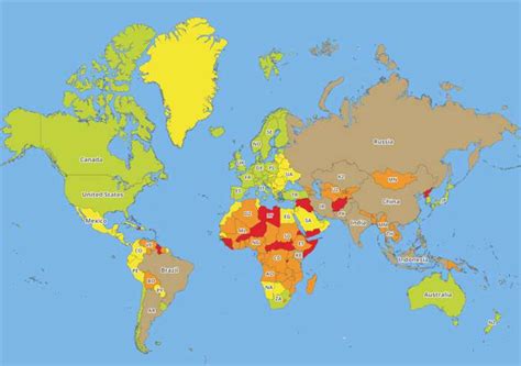 Here S A Map Of World S Most Dangerous Countries For Travelling