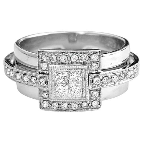 100ct Princess Cut Moissanite Bridal Ring Set In 14k White And Rose