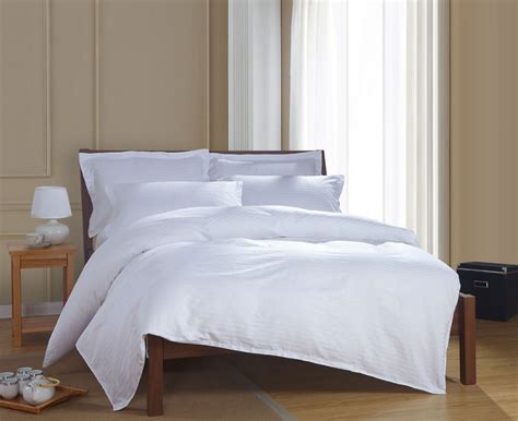 Buy 100 Cotton Simple Satin Strip White Hotel Bedding