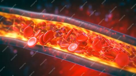Uma Ilustração De Um Vaso Sanguíneo E Uma Veia Com Glóbulos Vermelhos Foto Premium